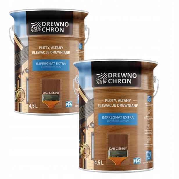 Sada Drewnochron Extra 2x4,5L Impregnat Na Dřevo Dub Tmavý 9L