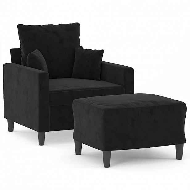 vidaXL Křeslo s podnožkou černé 60 cm samet