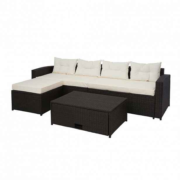 MCW POLY-RATTAN SADA Hnědá, béžová