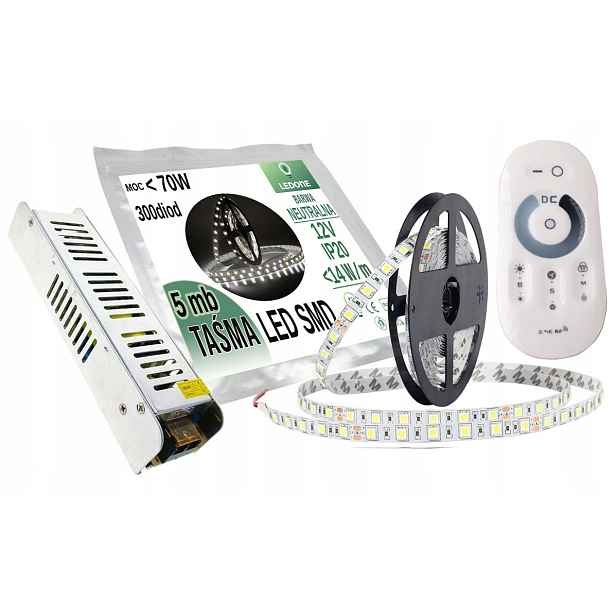 Set Led pásek 5050 IP20 5M Bílá Denní Dotyk