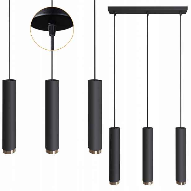 Závěsná stropní lampa tuba trubka Zwis Kovová 105 cm Nastavitelná délka