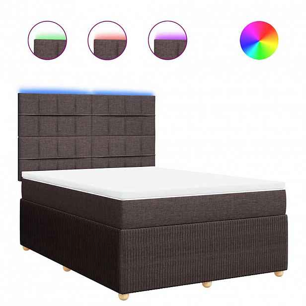 vidaXL Box spring postel s matrací tmavě hnědá 140x190 cm textil
