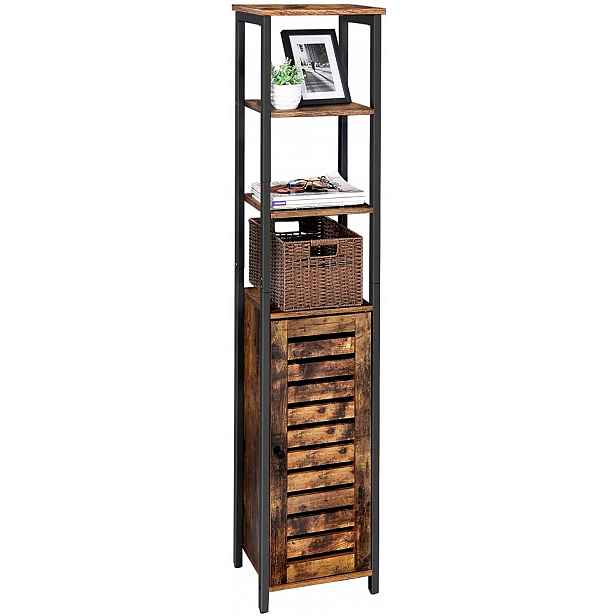Regál úzký, volně stojící, sloupek hnědý 167 cm Loft