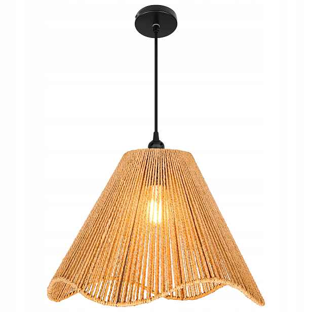 stropní svítidlo Led závěsný lustr E27 pletené svítidlo 35 cm boho Bambusová