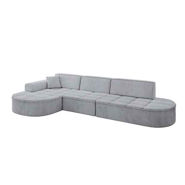 ALTDECOR ROHOVÁ SEDAČKA s otomanem, levá TARO-L2 328x171x79,5 Šedá Velur