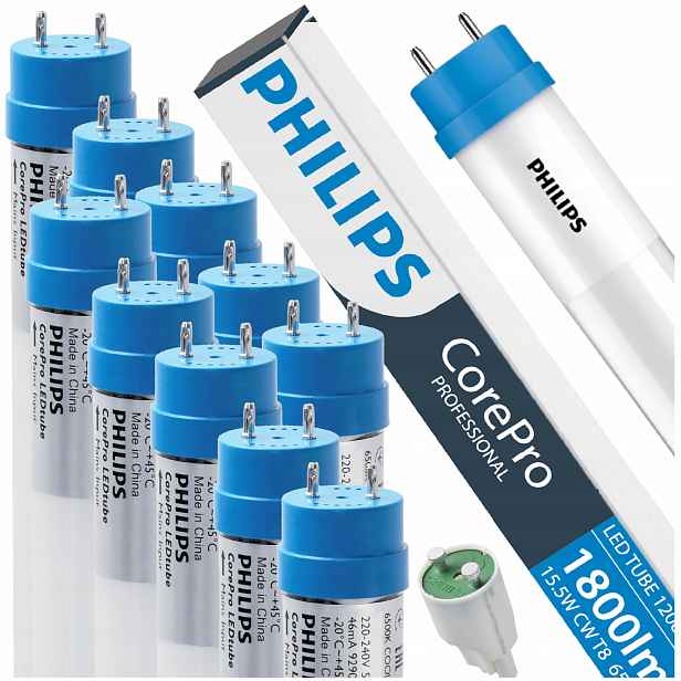 Led Zářivka Tuba 120 CM 14.5 W 1800 LM Studená 6500 K T8 G13 Philips 10 Balení