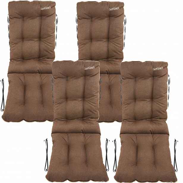 Polštář na židli 48x48x75 hnědý len set 4ks