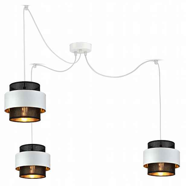 Závěsná lampa Lustr Glamour Bílá Černá Zlatá