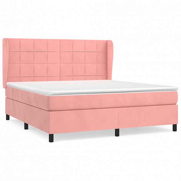 vidaXL Box spring postel s matrací růžová 180x200 cm samet