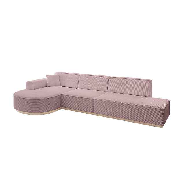 ALTDECOR ROHOVÁ SEDAČKA s otomanem, levá ARRIO-L2 328x171x83 Růžová Manšestr