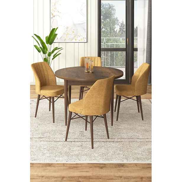 Dining Table & Chairs Set (5 Pieces) Rox - Baroque, Cappuccino