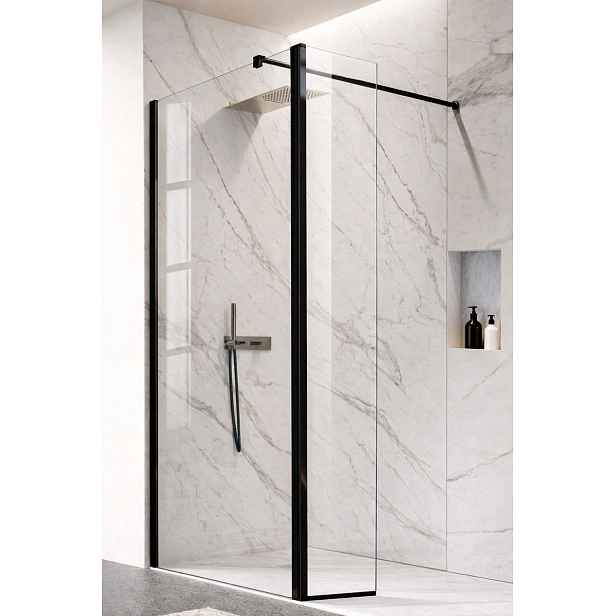 HOPA Walk-in sprchový kout LAGOS BLACK NEW 200 s otočným panelem — Barva rámu - Černá, Rozměr A - 100, Rozměr C - 200, Výplň - Matné bezpečnostní sklo - 8 mm