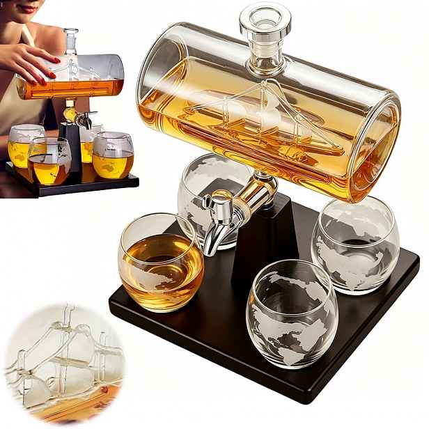 Skleněná Karafa S Výlevkou Z Oceli 1000 ML Pro Domácí Bar