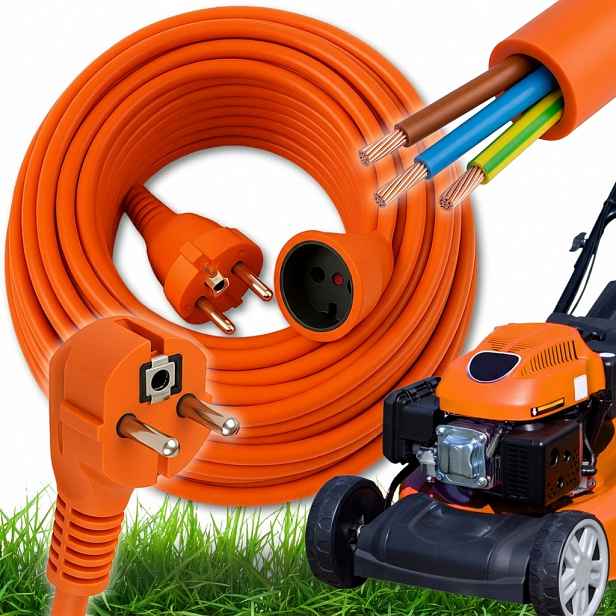 Solidní Prodlužovací Kabel 50M Zahradní Kabel Pro Sekačku S Uzemněním 3x1,5