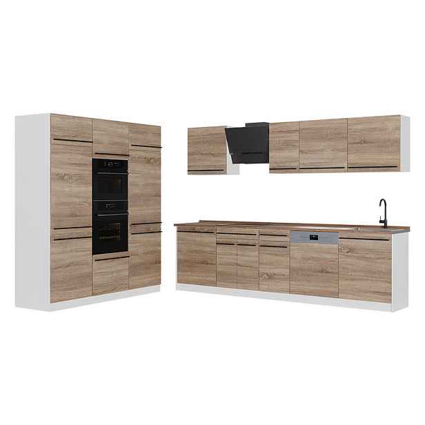 Vicco KUCHYŇSKÝ KOUT R-Line, Sonoma/Bílá, 180 cm, PD Dub