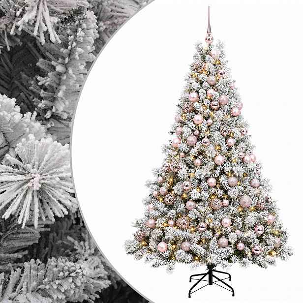 vidaXL Umělý vánoční stromek s baňkami 180 cm 300 LED Teplá bílá