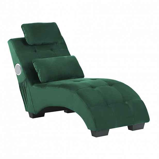 Beliani ČALOUNĚNÉ LEHÁTKO CHAISE LONGUE Sametová látka Zelené Simorre