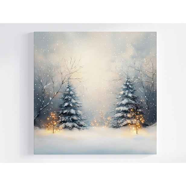 Obraz Na Plátně Canvas Zahrada Les Stromy Smrkové Vánoční Stromky Světýlka 50x50