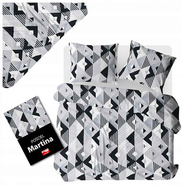 Povlečení Bavlněné140x200 Sada 2x Povlak na polštář 1x Přikrývka Polská Geometrická