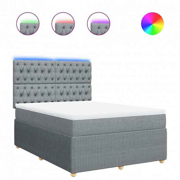 vidaXL Box spring postel s matrací světle šedá 140 x 190 cm textil