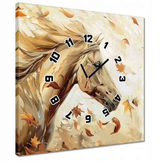 Hodiny 40x40 Kůň mezi podzimními listy