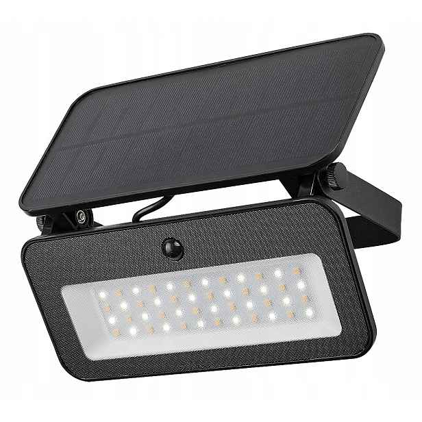 Solární Led reflektor nad garáž černý s 8W senzorem IP65 Rabalux