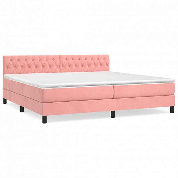 vidaXL Box spring postel s matrací růžová 200x200 cm samet