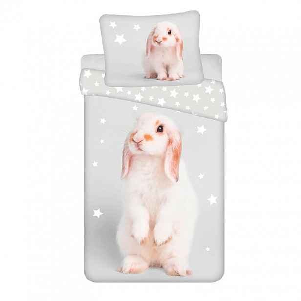 JERRY FABRICS Bavlněné  povlečení BUNNY šedá 140 x 200 cm, 70 x 90 cm