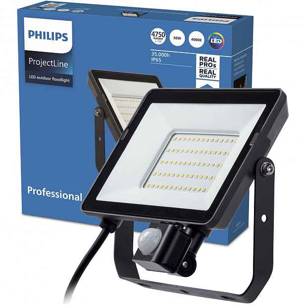 Led reflektor 50W 4000K IP65 Halogenový reflektor s pohybovým senzorem Philips