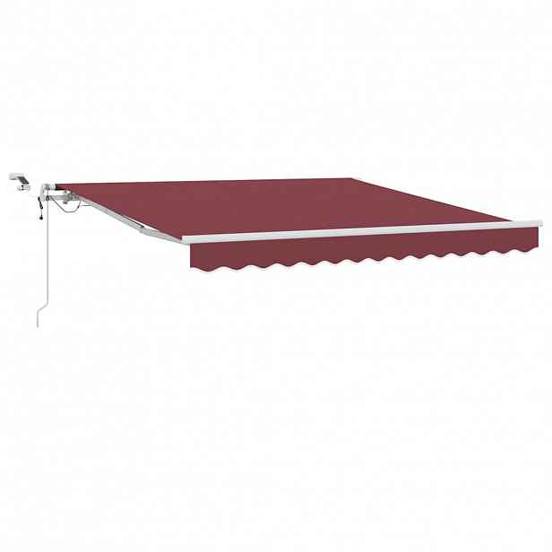vidaXL Automatická zatahovací markýza s LED burgundská 300 x 250 cm