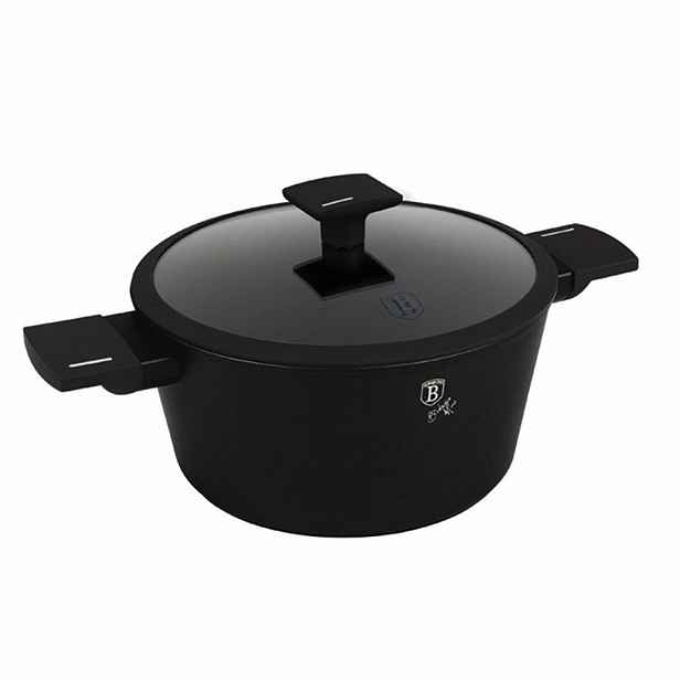 BERLINGERHAUS Kastrol s titanovým povrchem a poklicí 24 cm Matte Black Collection BH-8188