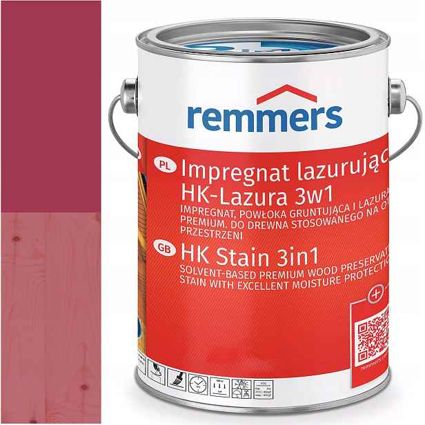 Remmers HK-Lasur Ochranná lazura na dřevo Ral 3027 Červená Malinová 10L
