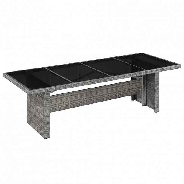 vidaXL Zahradní stůl 240 x 90 x 74 cm polyratan a sklo