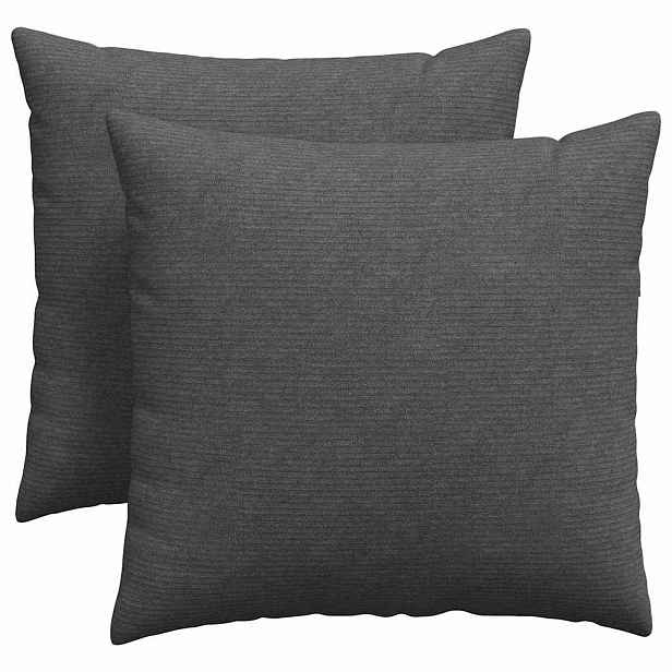 vidaXL Pohovkové polštáře 2 pcs Tmavě šedá 45 x 45 cm Žebrovaná látka