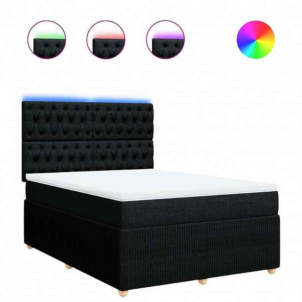 vidaXL Box spring postel s matrací černá 140 x 190 cm textil