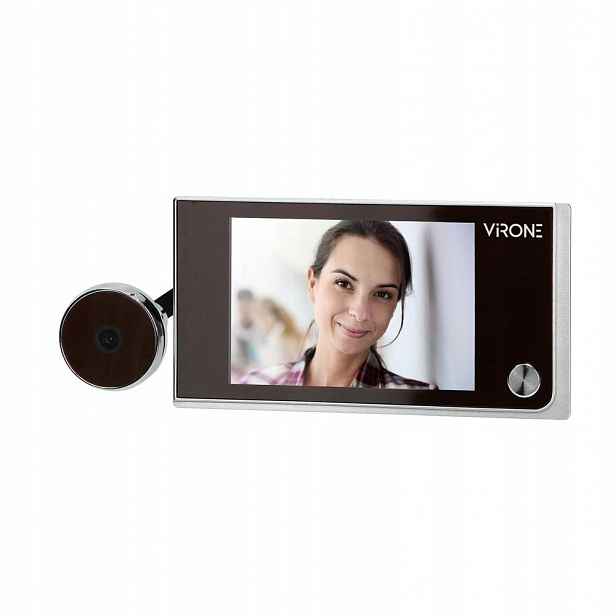 Kukátko pro dveře LCD 3,5", 110°, bateriový, stříbrný