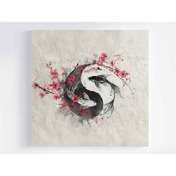 Obraz Na Plátně Canvas Koi Ryby Yin Yang Japonsko Sakura Feng Shui 50x50
