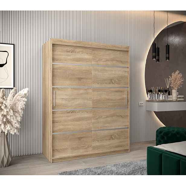 Šatní skříň Abi V1 Barva korpusu: Dub Sonoma, Rozměry: 150 cm, Dveře: Dub sonoma