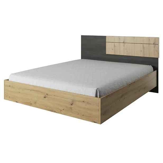 Tempo Kondela Postel BAFRA, 160x200, dub artisan/černá borovice norská
