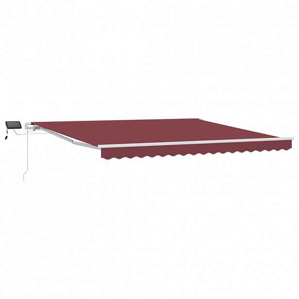 vidaXL Ručně zatahovací markýza s LED burgundská 400 x 300 cm