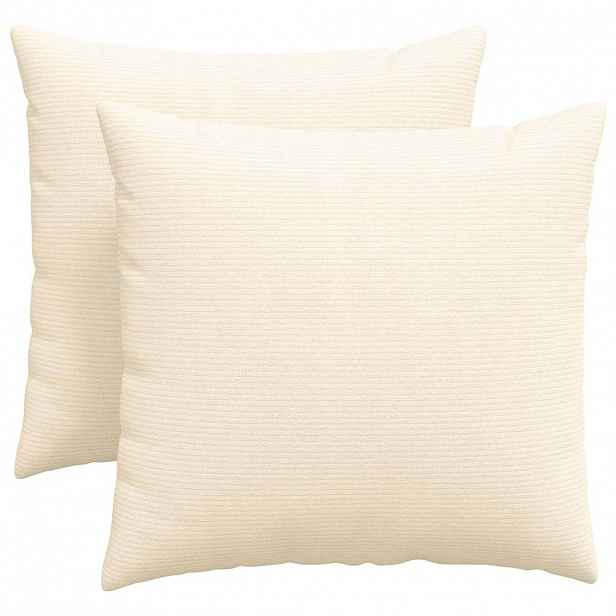 vidaXL Pohovkové polštáře 2 pcs Krémová 45 x 45 cm Žebrovaná látka