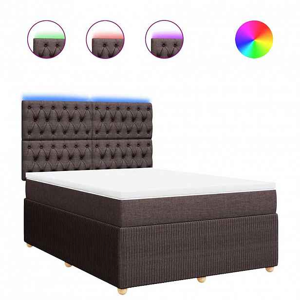 vidaXL Box spring postel s matrací tmavě hnědá 140x190 cm textil