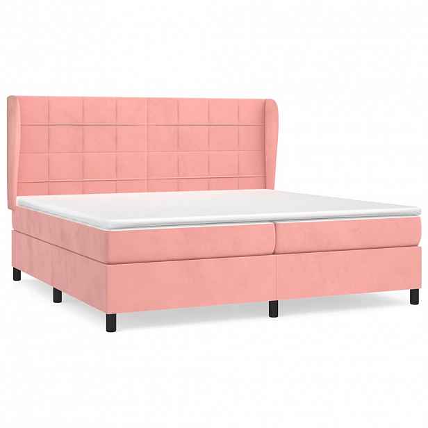 vidaXL Box spring postel s matrací růžová 200x200 cm samet