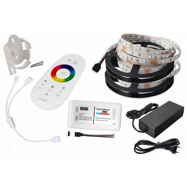 Set Led Páska 10 m Rgb Bílá 5050 Dálkový Ovladač napájí