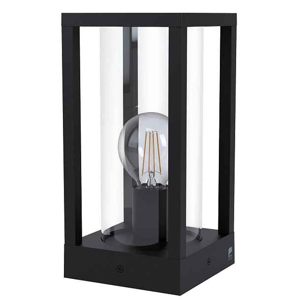 Venkovní Stojací Zahradní Lampa E27 Černá IP54 Sklo 15X15X30,5 CM