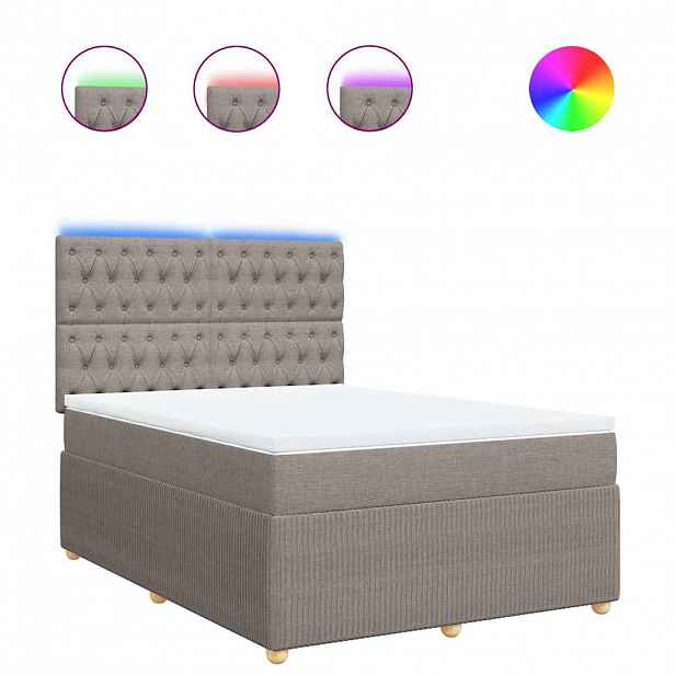 vidaXL Box spring postel s matrací taupe 140x190 cm textil