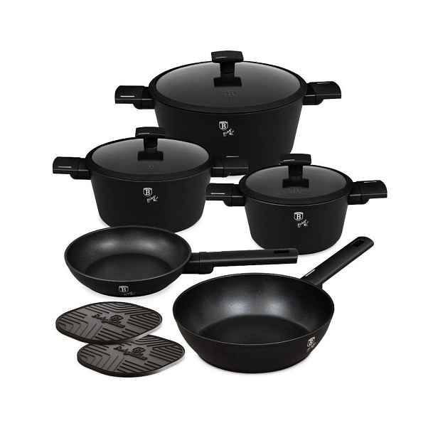 BERLINGERHAUS Sada nádobí s titanovým povrchem 10 ks Matte Black Collection BH-8197