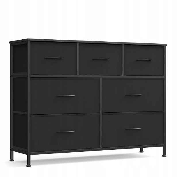 Komoda Songmics Bellah 98,8x30x73,7 cm černá 7 zásuvek