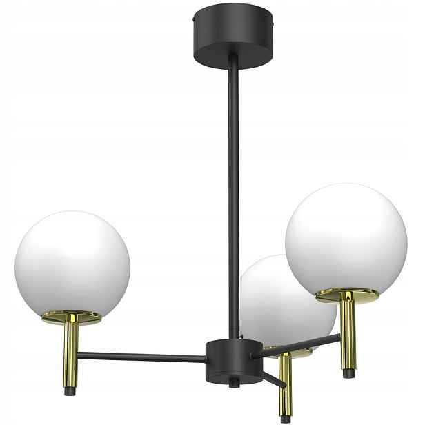 Luminex Závěsná lampa Avignon Černo-zlatá 3 koule E27 15W