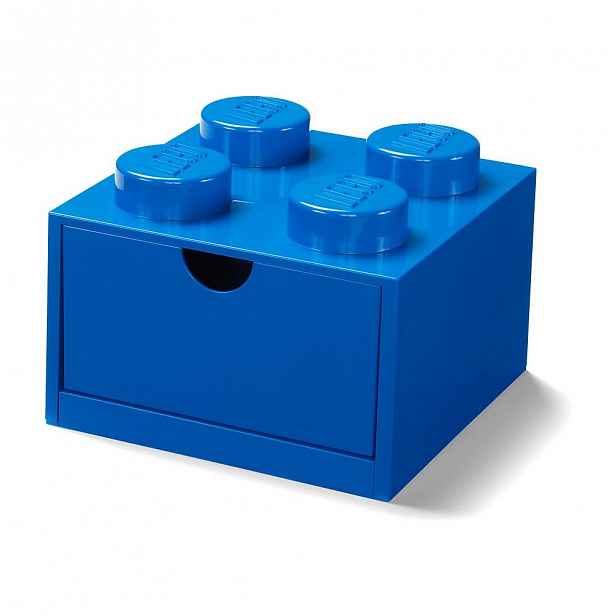 Modrý stolní box se zásuvkou LEGO®, 15 x 16 cm